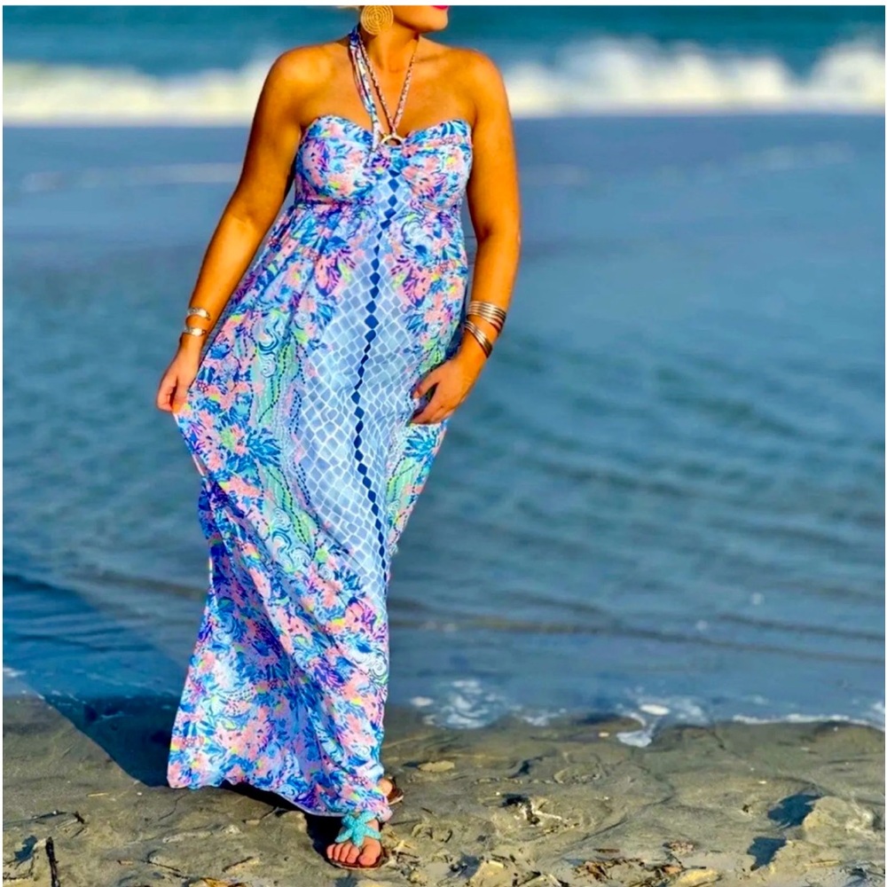NWT Lilly Pulitzer 12 Viv Maxi Multi Hidden Treasure Engineered Gorgeous! RARE